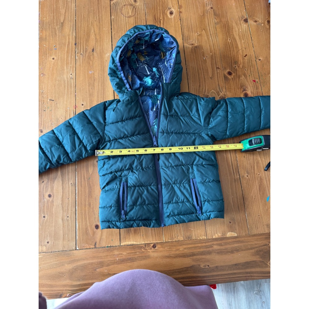 Andy & Evan Boys Teal Green‎ Hooded Puffer Jacket Forest Print Lining 3T WFW22E